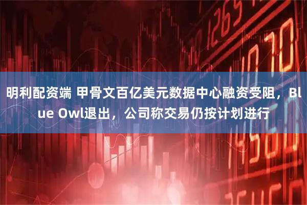 明利配资端 甲骨文百亿美元数据中心融资受阻，Blue Owl退出，公司称交易仍按计划进行