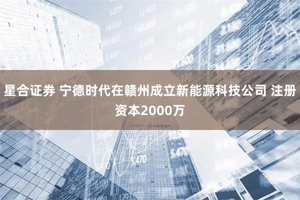 星合证券 宁德时代在赣州成立新能源科技公司 注册资本2000万