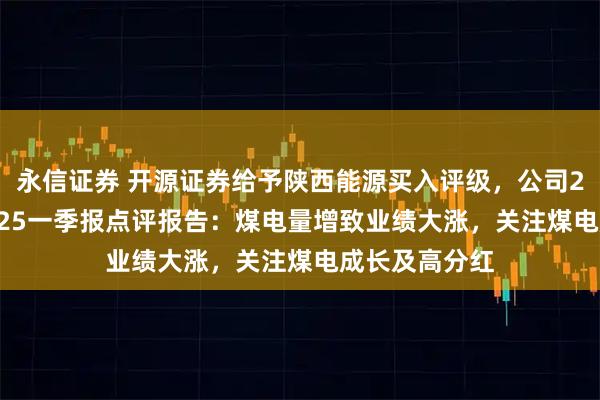 永信证券 开源证券给予陕西能源买入评级，公司2024年报&2025一季报点评报告：煤电量增致业绩大涨，关注煤电成长及高分红