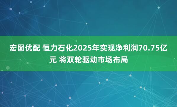 宏图优配 恒力石化2025年实现净利润70.75亿元 将双轮驱动市场布局